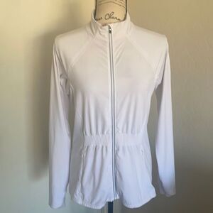 Althleta White Zipper Closure Athletic Jacket Casual Athleisure Activewear